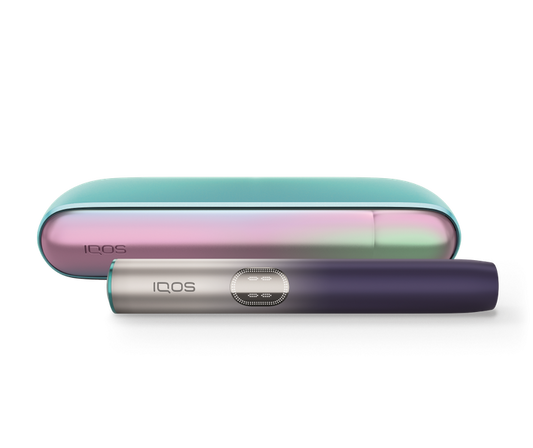 IQOS device and carrying case on a white background