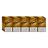 Gold boxes with 'neo' branding on a white background