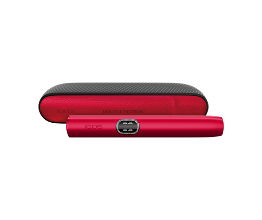 Red and black IDQS portable battery pack and its matching carrying case, shown against a plain white background.
