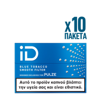 Packaging of iD cigarettes with blue design and text on a white background