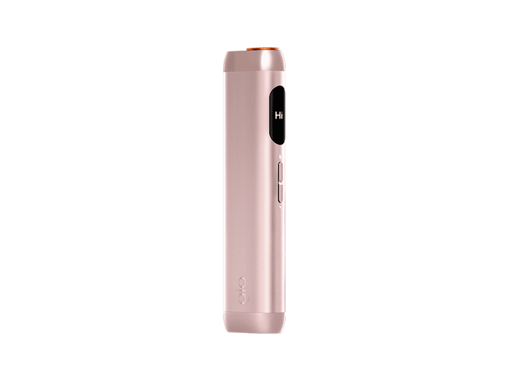 2026 glo HILO Rose gold electronic device on a green background