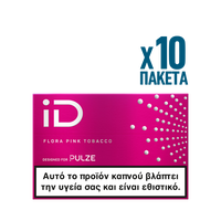 Pink iD tobacco package with text on a white background