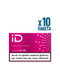 Pink iD tobacco package with text on a white background