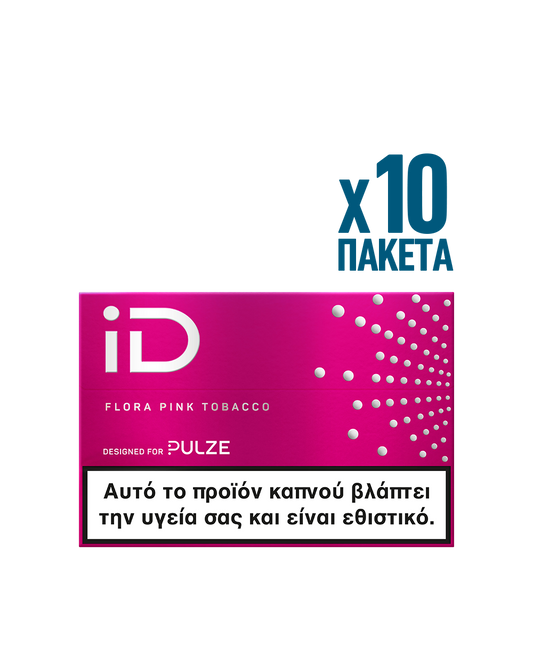 Pink iD tobacco package with text on a white background
