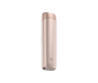 Rose gold cylindrical product with a brand logo on a white background