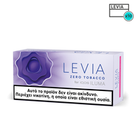 New IQOS LEVIA Non Tobacco LEVIA Purple Sticks Levia zero tobacco packaging on a white background