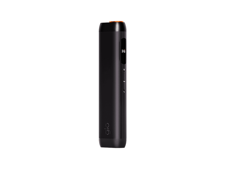 2026 glo HILO Black electronic device with visible branding on a transparent background