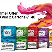 GLO Veo 2 cartons with colorful design and text on a white background