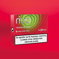 Rivo tobacco-free product packaging with a red background