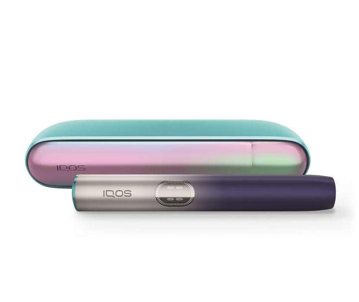 IQOS device and carrying case on a white background